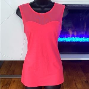 Neon Pink HM Sleeveless Top with Mesh Detail